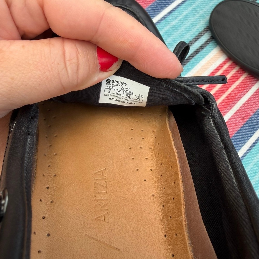 Sperry x Aritzia $120 Women's Slim Boat Shoe Flat Heel in Black Sz 8 - Picture 10 of 10